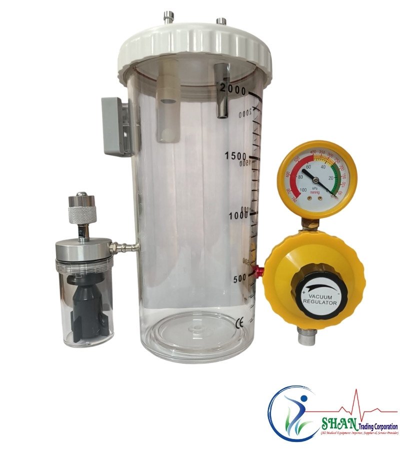 Fibcare Vaccum Regulator with jar Fibcare Vacuum Regulator with 2-Liter Jar British & American Port